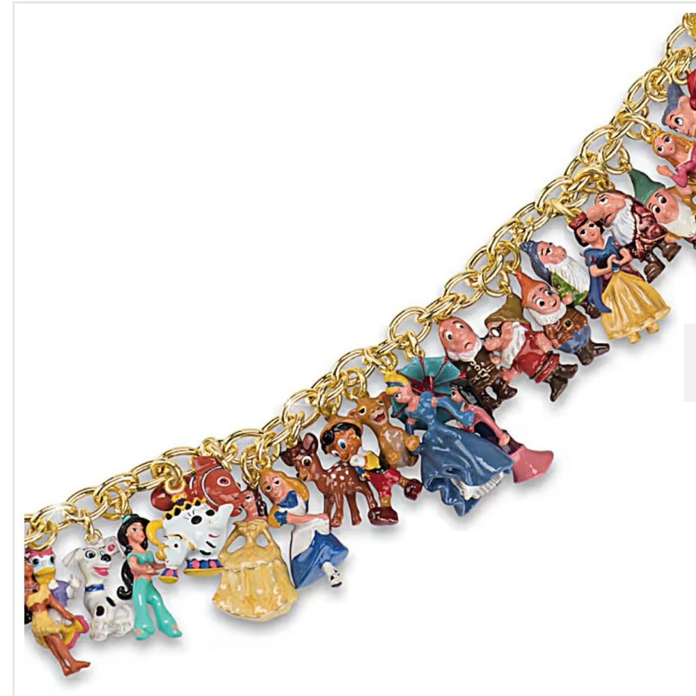 Disney Gold Charm Bracelet with Colorful Characters - Picture 6 of 7